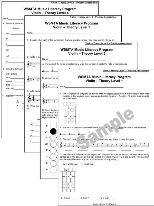 Music Theory Assessments for Violin (WSMTA Music Literacy)