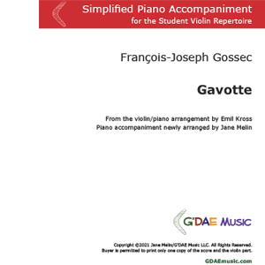 Gossec "Gavotte" Simplified Piano Accompaniment
