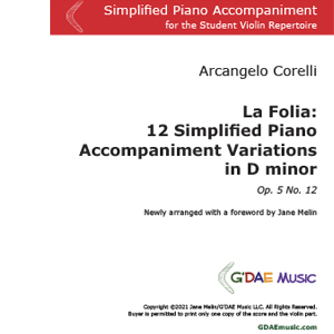 Corelli "La Folia" - Simplified Piano Accompaniment Variations